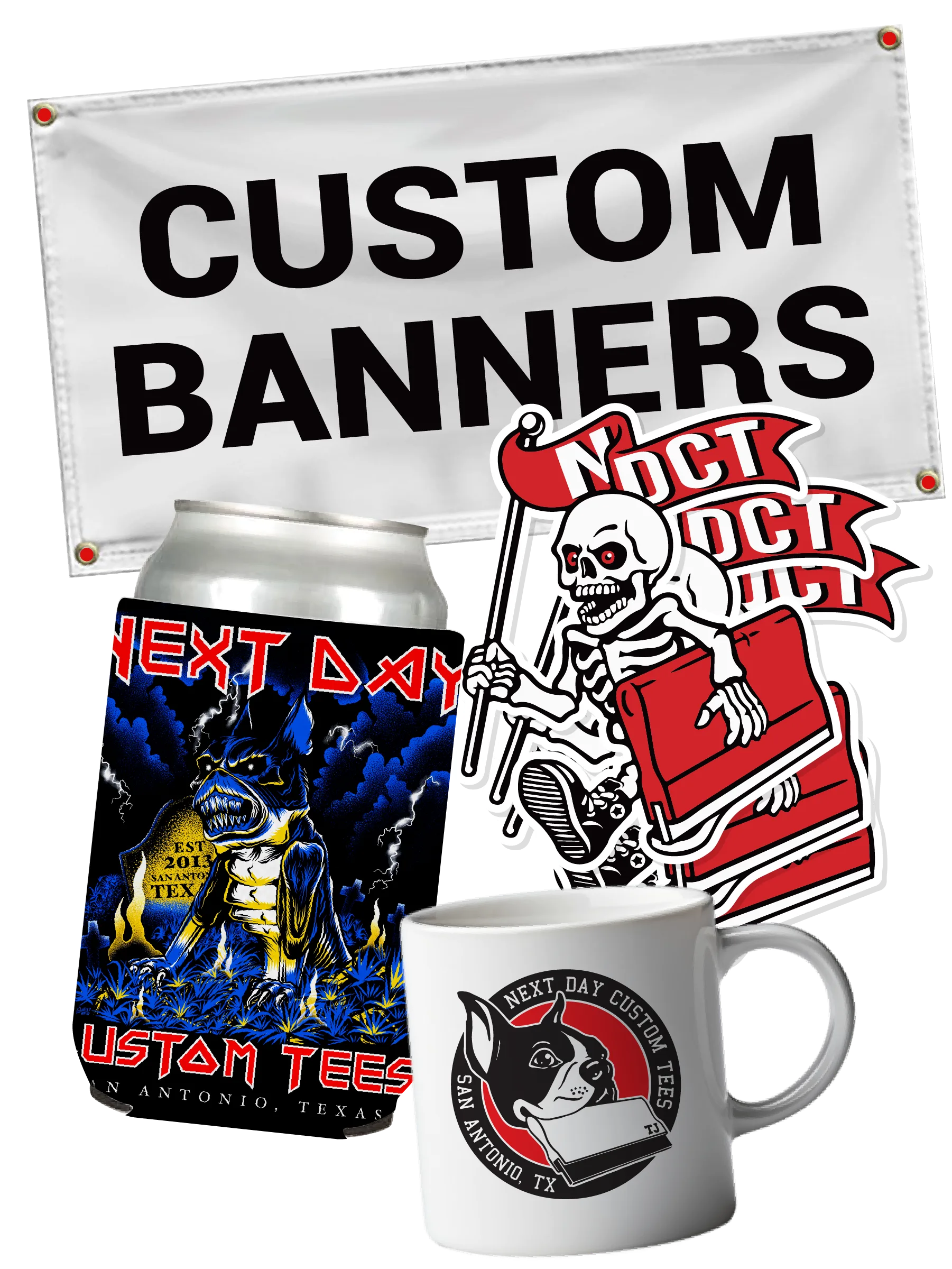 Vinyl stickers, banners, and sublimation products